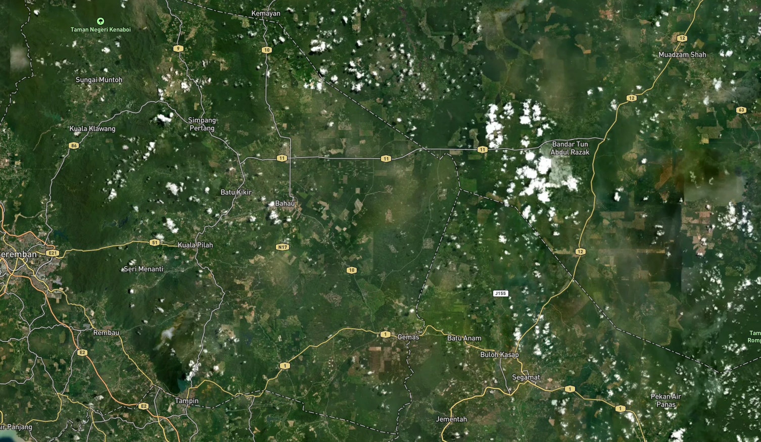 Raw satellite view of the same landscape
